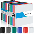 Fulmoon 48 Pack 3 Ring Plastic Binders 1 Inch Bulk with 2 Pockets, Flexible Binder Loose Leaf Hardcover, Fit 12" x 10" US Letter Size Paper, for School Office Home, 6 Colors(Classic)