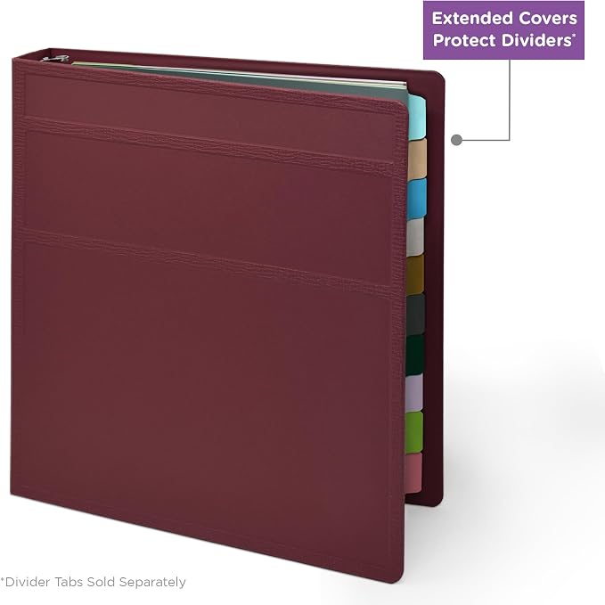 Carstens 1-Inch Heavy Duty 3-Ring Binder - Side Opening, Wine, Durable Plastic, Precision No-Gap Rings, Waterproof Cover, No Pockets, Holds 125 US Letter Sheets, BPA-Free, Made in USA (8703-3R)