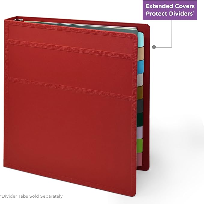 Carstens 1-Inch Heavy Duty 3-Ring Binder - Side Opening,Brick Red, Durable Plastic, No-Gap Rings, Waterproof Cover, No Pockets, Holds 125 US Letter Sheets, BPA-Free, Made in USA (8718-3R), Case of 18