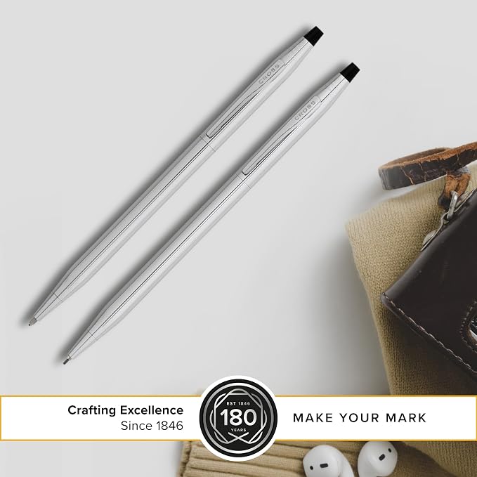 Cross Classic Century Lustrous Chrome Pen & 0.7mm Pencil Set, Gift-Ready