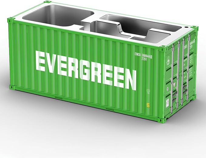 Desk Organizer, Pen Pencil Holder, Business Name Cards Holder, Shipping Container Model Storage Box, Secret Storage Box with Multiple Compartments Office Supplies Multi-function (EVERGREEN)