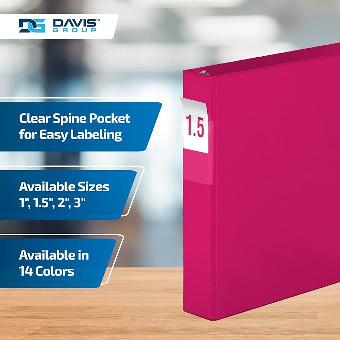 Premium Economy 6-Pack 3-Ring Binders for School or Office, D-Ring Binders, 1.5 Inch, Pink