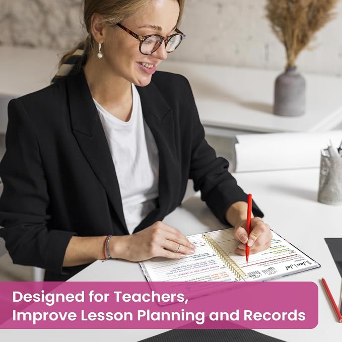 Taja Planner 2026-2027, Jul 2026-Jun 2027 Monthly & Weekly Calendar Planner | 6.3" x 8.5", Hardcover Academic Calendar, Teacher Student Agenda Book with Tabs, School Office Supplies, Pink Vortex