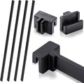 Epakh 4-Piece PVC Black Hanging File Folder Rails with 8 Clips, 1 x 0.75 x 0.75 Inches (Hooks), 15.75 x 0.59 x 0.13 Inches (Rails), Office, Home Use