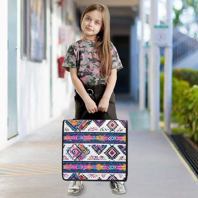 3 D-Ring Zipper Binder Bag, Purple Ethic Aztec Geometric Pattern Removable Binder with Zipper Case Hold 300+ Sheets& 13 Inch Laptop for School Office Supplies Organizer