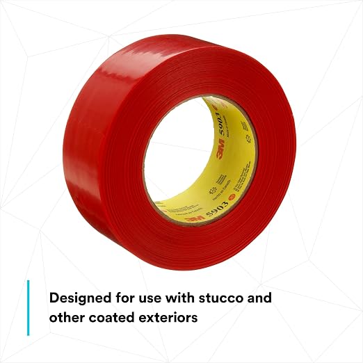 3M Outdoor Masking Poly Tape 5903, Red, 1.88 in x 60 yd, 7.5 mil, 1 Roll | Exterior Water Resistant Tape