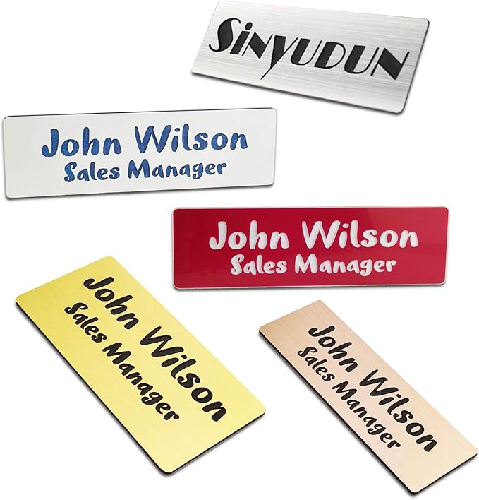 Custom Engraved Name Tag Badges for Business, Personalized Identification with Pin, Magnetic, Adhesive, or Blank Backing, 1"x3"-Green/White Text