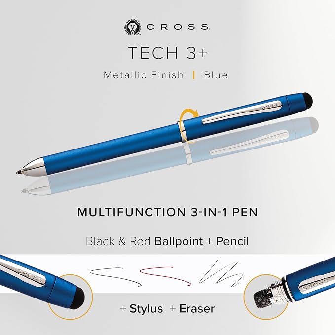 Cross Tech3+ Metallic Blue Multifunction Pen, Black Ink, Corporate Gift