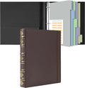 Ospelelf Vintage 3 Ring Binder 1 Inch, Leather Hardback D Ring Binder with Pockets and 5 Tab Dividers, Book Style Document Organizer Fits Letter Size for Home and Office Brown