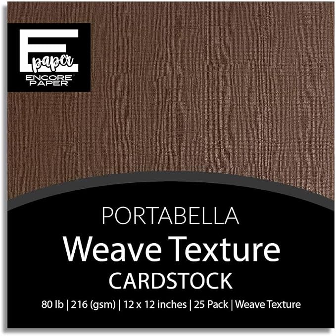 Portabella—12x12 Textured Cardstock | 80lb Textured Brown Scrapbook Paper | Premium Cardstock for Cricut Cutting | 25 Sheets