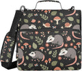 Opossum Mushroom Black Print Zipper Binder Bag 3 Ring with Shoulder Strap & Handle Multi Pocket Binder Organizer Bag Large Capacity for School Office Supplies