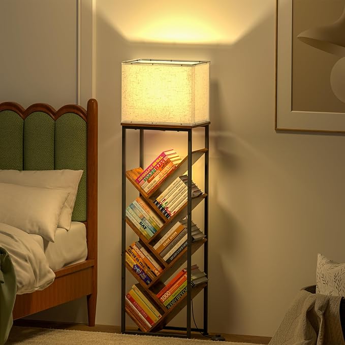 Cutogxon Tree Bookshelf with Light - 8 Tier Floor Standing Tree Bookshelf for Hardcover Books Three Types of Light