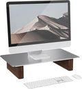 Aluminum Monitor Stand Riser, Ergonomic Desktop Shelf with Wooden Legs - 15.75” Wide Heavy Duty Computer Stand for Home Office, Universal Desktop Monitor Riser for PC, iMac, MacBook, Laptop