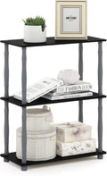 Furinno Turn-N-Tube 3-Tier Compact Multipurpose Shelf Display Rack with Classic Tube, Black/Grey | Open Frame Corner Shelf, for Organization and Storage, Living Room, Garage, Home Office
