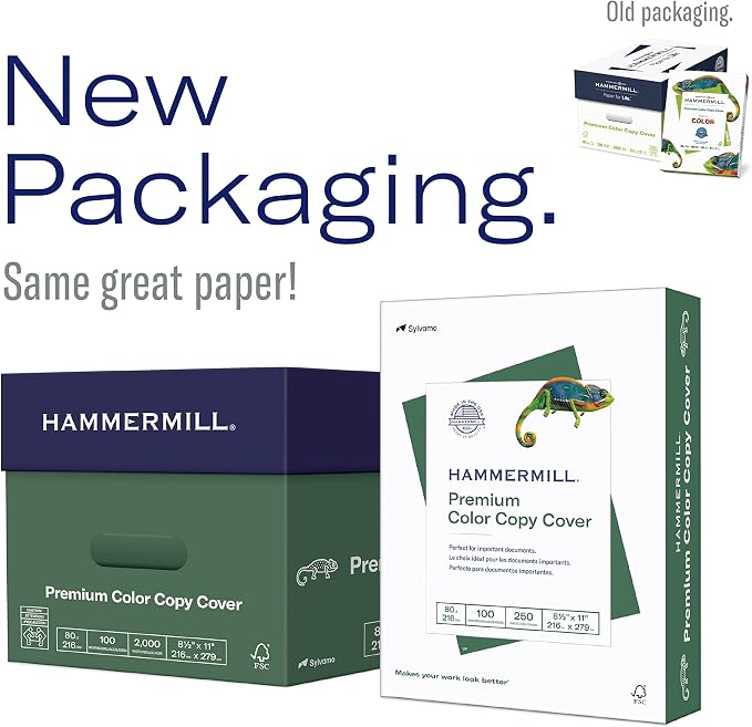 Hammermill Cardstock, Premium Color Copy, 60 lb, 11 x 17-100 Bright, Made in the USA Card Stock, 122556C - 5 Pack (1,250 Sheets)