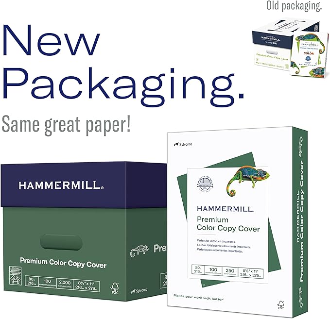 Hammermill Cardstock, Premium Color Copy, 60 lb, 18 x 12-100 Bright, Made in the USA Card Stock, 120040R - 1 Pack (250 Sheets)