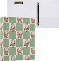 Green Checkered Funny Santa Claus Binder 3 Ring 1.5 Inch Binder with Clipboard&Pockets, Hardcover Binders Heavy Duty Large File Folder for Office School Supplies - Holds 200 Sheets