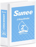 SUNEE 3 Ring Binder, 2 Inch Clear View PVC-Free (Fit 8.5x11 Inches) for School or Office, White, 1 Pack