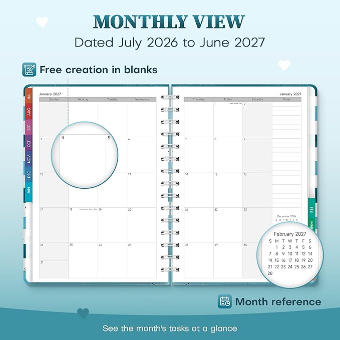 Planner 2026-2027 Weekly & Monthly Academic Planner, 6" x 8.3"
