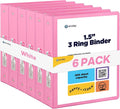 Enday 1.5 Inch Binder (6 Pack - Pink) 3 Ring Binder 1.5 inch with Clear View Cover and 2 Inside Pocket - for Letter Size 8.5 x 11'' Paper, Ideal for School Supplies, Office, and Home