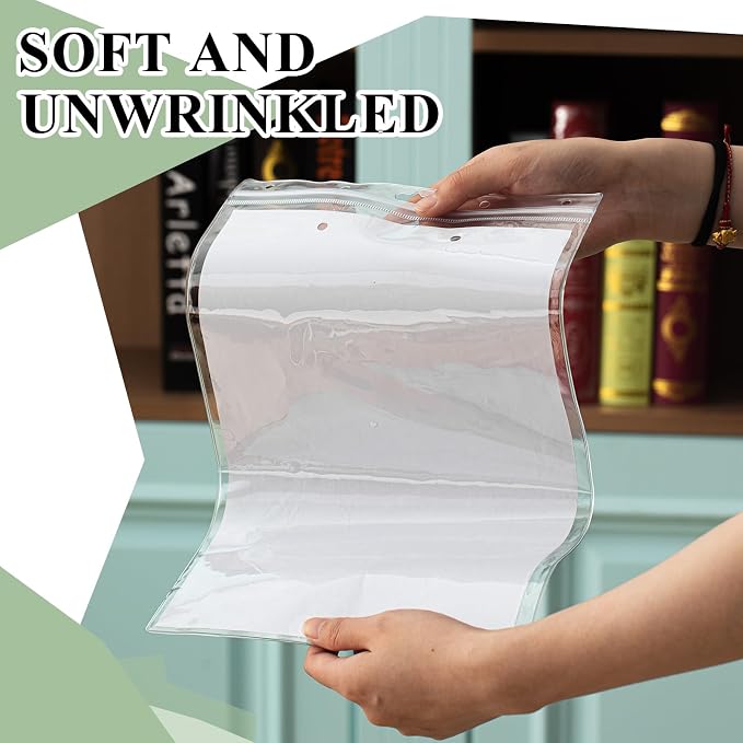 Sinload 20 Pcs Heavy Duty Sheet Protectors 8.5 x 11 Inch Job Ticket Holder Waterproof Resealable Zip Page Wall Sign Holder Clear Dry Erase Document Sleeve Magazine Protector Vertical(13.2 x 8.75 Inch)