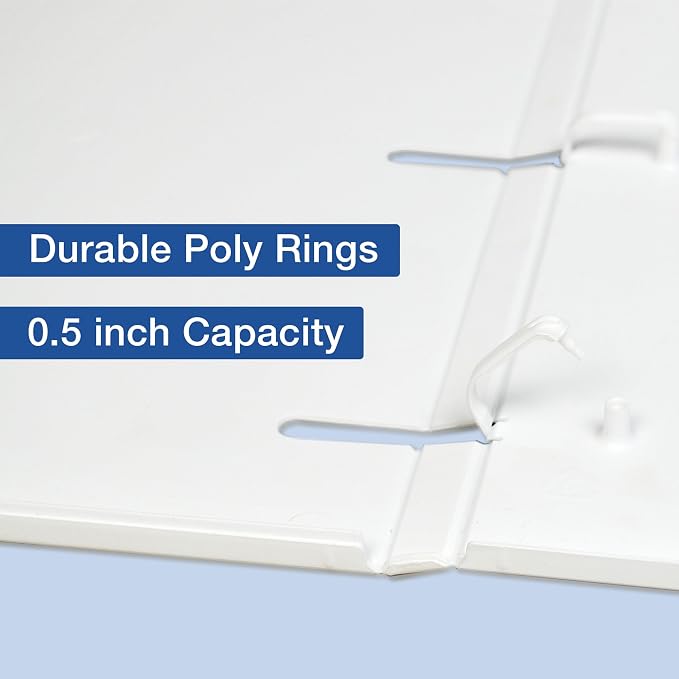 UniKeep 3 Ring View Binder - Binder Case is Fully Enclosed - Available in White, Clear, or Black and in Different Spine Sizes (Pack of 3, White, 0.5 Inch)