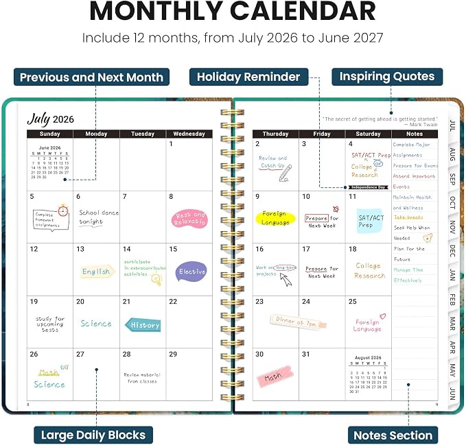 ZOTIA Planner 2026-2027 Weekly & Monthly Calendar Planner Jul 2026-Jun 2027