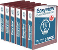 Easyview Premium 3-Ring Binders with Clear-View Covers and Round Rings, Binders for School or Office, 1.5 Inch, Pack of 6, Burgundy