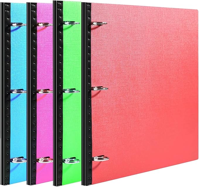 WOT I 4-Pack Telescoping 3 Ring Binder(0.75"), Expandable Flexible Binder - Patented Design for Easy Portability, Holds 8.5"x11" Paper, for School, Office&Home Organization(Blue+Pink+Green+Red)