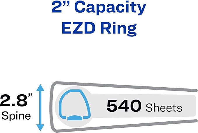 Avery® Heavy-Duty View 3 Ring Binder, 2" Rings, 1 Pacific Blue Binder | For Heavy School, Home and Office Use, DuraHinge Tear-Resistant Spine, DuraEdge Split-Resistant Sides, Linen-Texture Finish