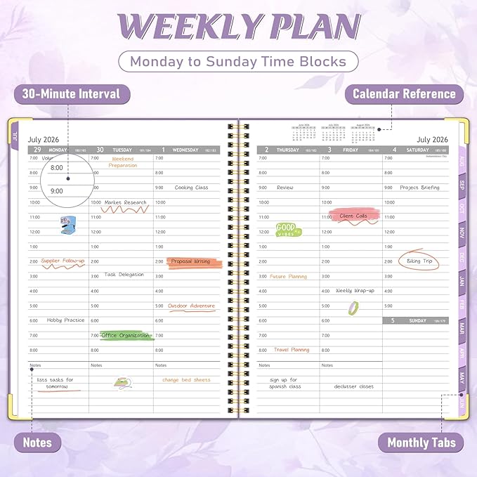 Appointment Book 2026-2027, 30-Minute Interval Hourly Planner, 8.5"×11"
