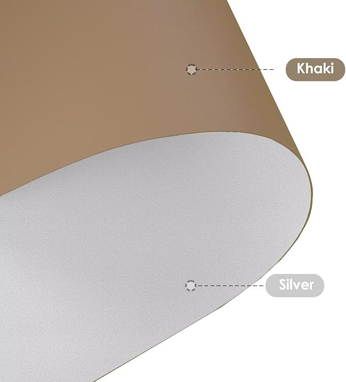 Zinkooat Leather Table Cover,1.8mm Thick,36x54 Inch Table Protector,Table Protector for Dining Room Table,Table Protectors for Rectangle Tables.(Khaki+Silvery,36x54)