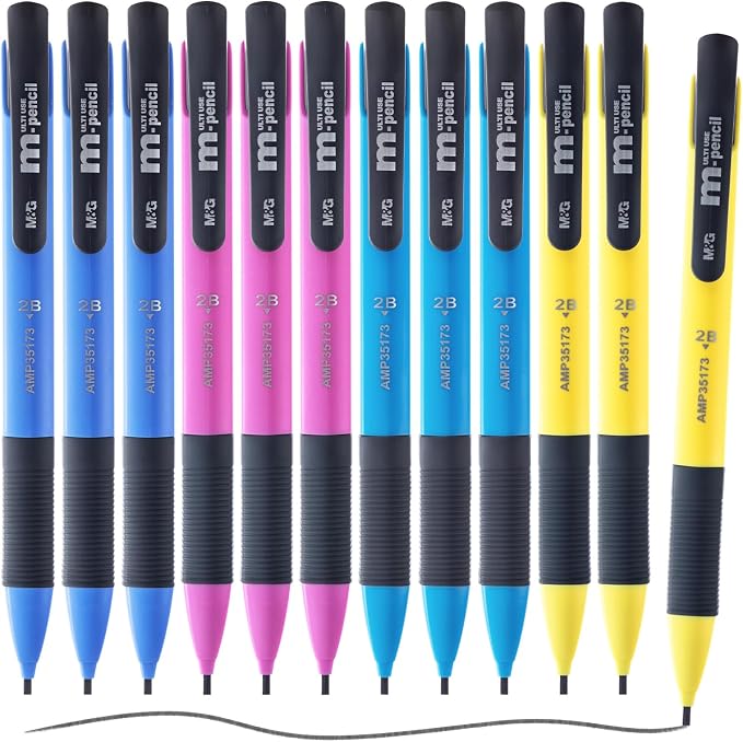 M&G Thick Lead Mechanical Pencil Set, With Colorful Barrel Thick Point (1.8mm), With Erasers, Writes Smooth & Dark, School Supplies, Office Supplies, Sketching Pencils, Drafting Pencil, 12 Count
