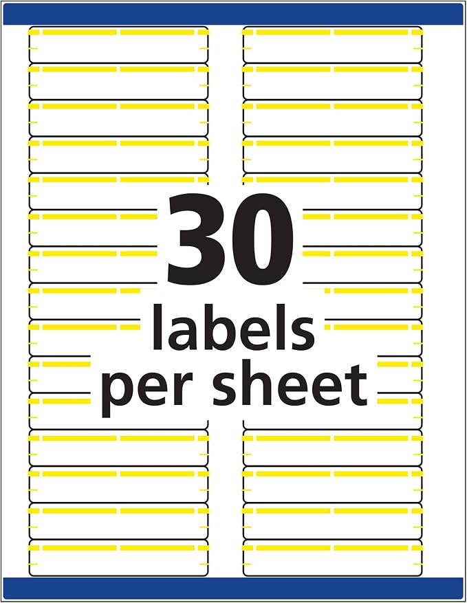 Avery® TrueBlock® File Folder Labels, 2/3" x 3-7/16", 1,500 Printable Labels, White/Yellow, Permanent (5966)