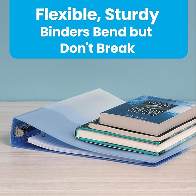 Oxford Wave Binders, Binders for School and Office, Strong Flexible Poly, 4 Wave Pockets, 4 Assorted Colors, Transluscent Covers, Holds up to 350 Sheets, 1.5 inch Binder, 4-Pack (91091)