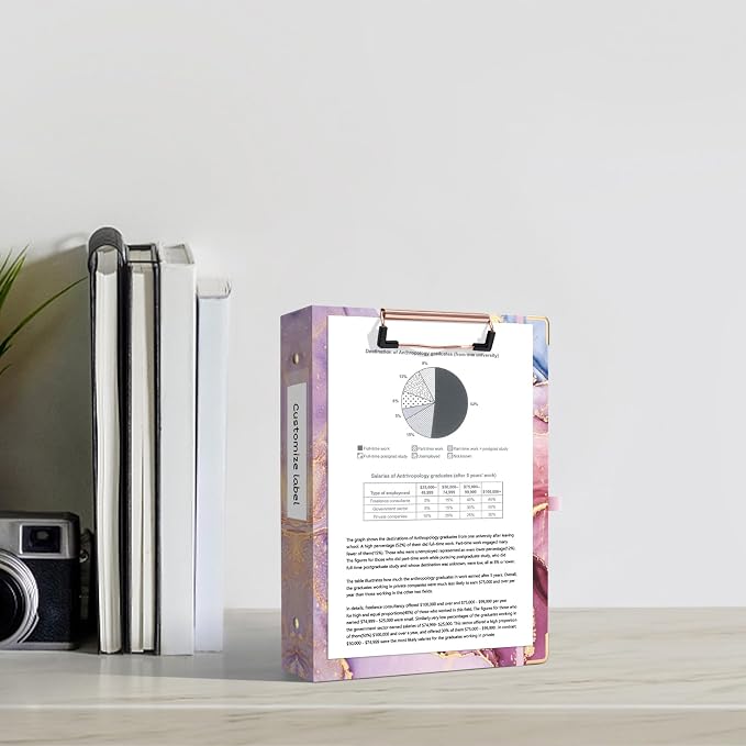 Ospelelf Mini 3 Ring Binder 1 Inch, Cute Pink Marble for 5.5" x 8.5" With 5 Tab Dividers, File Folder Labels and Low Profile Clipboards for School and Office Supplies