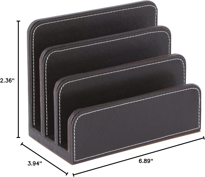 Osco Brown Faux Leather Letter Holder