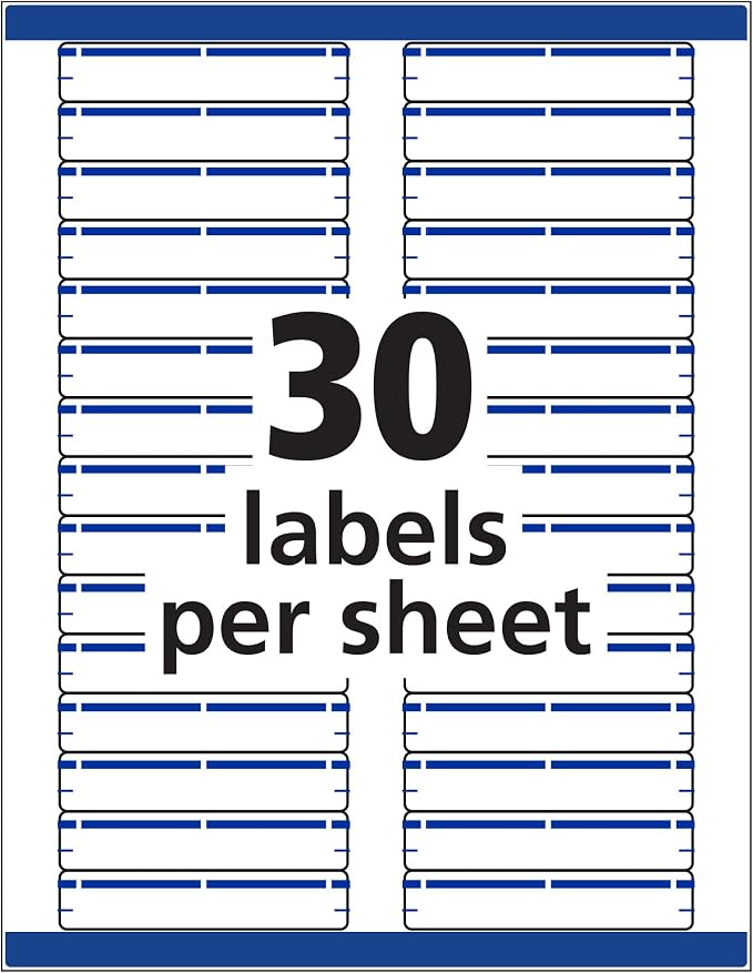 Avery® TrueBlock® File Folder Labels, 2/3" x 3-7/16", 1,500 Printable Labels, White/Blue, Permanent (5766)