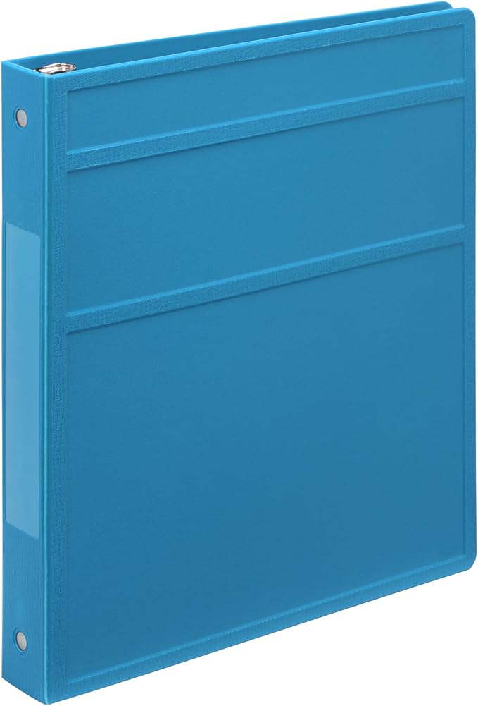 Carstens 1-Inch Heavy Duty 3-Ring Binder - Side Opening, Pool Blue, Durable Plastic, No-Gap Rings, Waterproof Cover, No Pockets, Holds 125 US Letter Sheets, BPA-Free, Made in USA (8714-3R), Case of 18