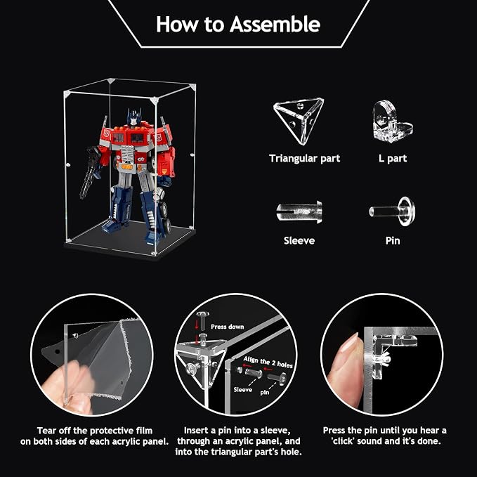 3MM Clear Acrylic Display Case, Easy Assembly Showcase Boxes (10x8x18inch) | dofopo Dust Protection Case for Action Figures and Dolls, Alternative Glass Box for Collectibles Commemorative Gifts