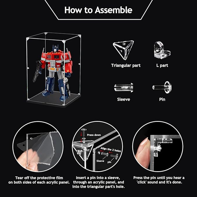 Clear Acrylic Display Case, Easy Assembly Showcase Boxes (15x11x12inch) | dofopo Dust Protection Case for Action Figures and Dolls, Alternative Glass Box for Collectibles Commemorative Gifts