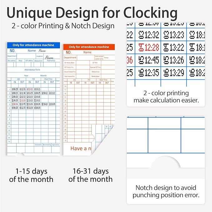 Time Clocks for Employees Small Business, Auto-Align Time Clock, 6 Punches per Day Time Machine | Clock in Machine for Employees with 50 Time Cards and 1 Ink Ribbon (Inside)