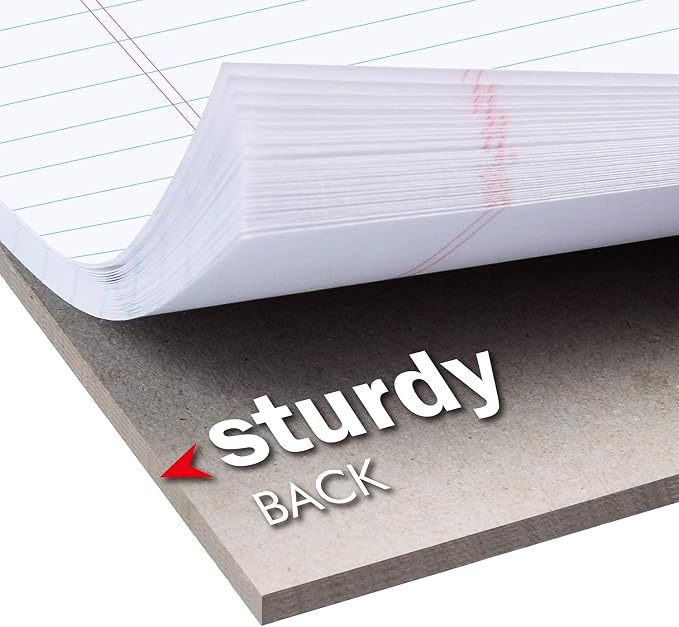 KAISA Small Legal Pads With Rigid Chipboard Back Support Thick Writing Pads Notepads 5"x8" Legal Pad 50sheets/Pad Perforated 20lb Recycled Paper Pads, 12pads,KSU-6924