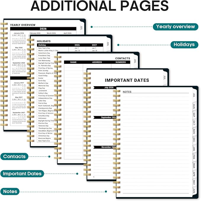 Academic Planner 2026-2027, Jul 2026-Jun 2027 Monthly & Weekly Planner