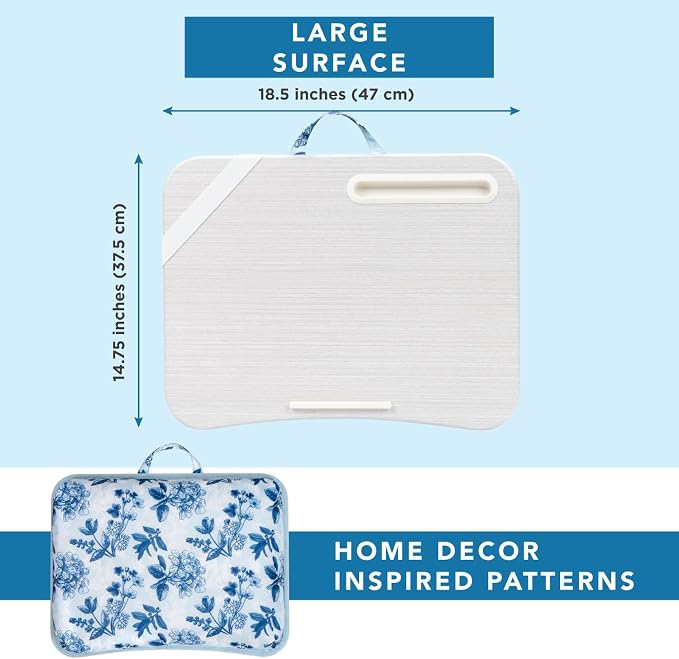 LAPGEAR XL Designer Lap Desk – Blue Blossoms, Fits 17.3” Laptops