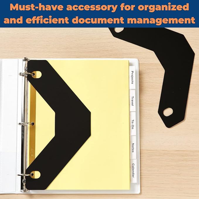 1InTheOffice Binder Sheet Lifters, Triangular Shape Sheet Lifter for 3-Ring Binder,11" x 8-1/2", Black, 40 Pack
