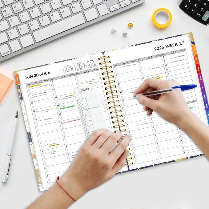 SUNEE 2026-2027 Appointment Book, Quarter-Hourly, Weekly & Monthly - from July 2026 to June 2027, 6.4"x8.3" Academic Planner, Flexible Cover, Note Pages, Bookmark, Spiral Binding, Vintage