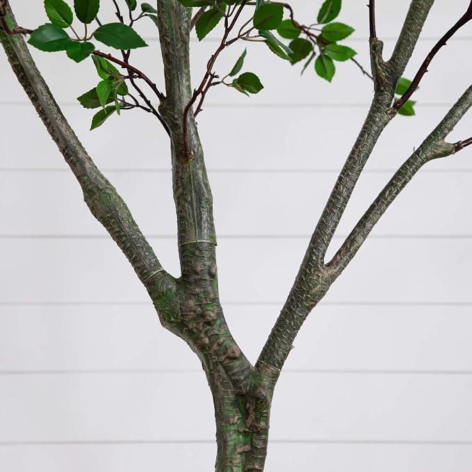 Nearly Natural 10 ft Artificial Minimalist Citrus Tree Bendable Floor Plant | Realistic 120in Sparse Foliage, Weighted Nursery Planter Included, Perfect for High-Ceiling Living Rooms and Home Offices