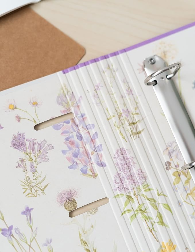 Grupo Erik 4 Ring Binder A4 - Wild Flowers, Stationery Gifts | A4 Folder with Elastic closure, School Folders for Paperwork A4, Back to School Supplies | Cute Stationary Gifts