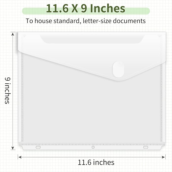 Sooez 30 Pack Binder Folders Pockets with Staggered Closures, Letter Size | Clear Binder Pockets for 3 Ring Binder, Space-saving Binder Organizer Sleeves, Binder Divider with Pockets, for School Office